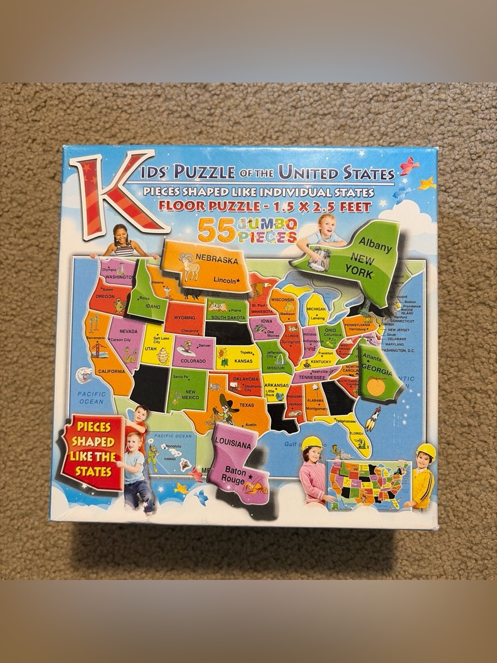 Source Unknown Kids Puzzle - Multicolor US States Floor Puzzle
